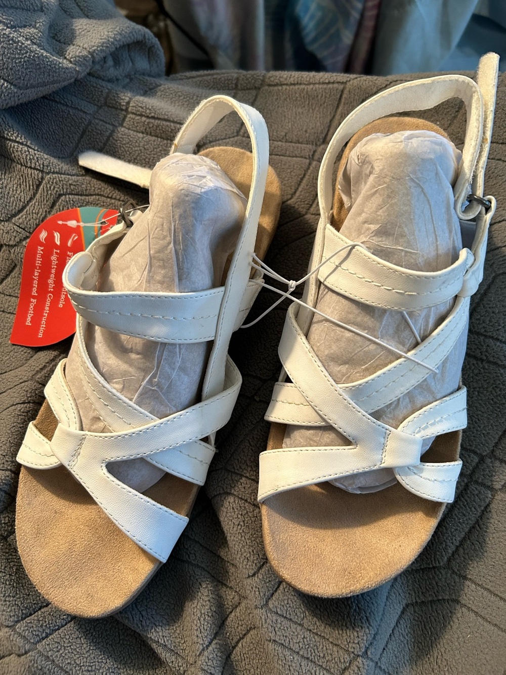 Yuu Women’s White Strappy Slingback Sandals 8.5